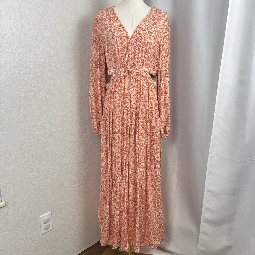 Old Navy Maxi Dress Womens Large Ditzy‎ Floral Side Cutout Hippie Boho Cottage